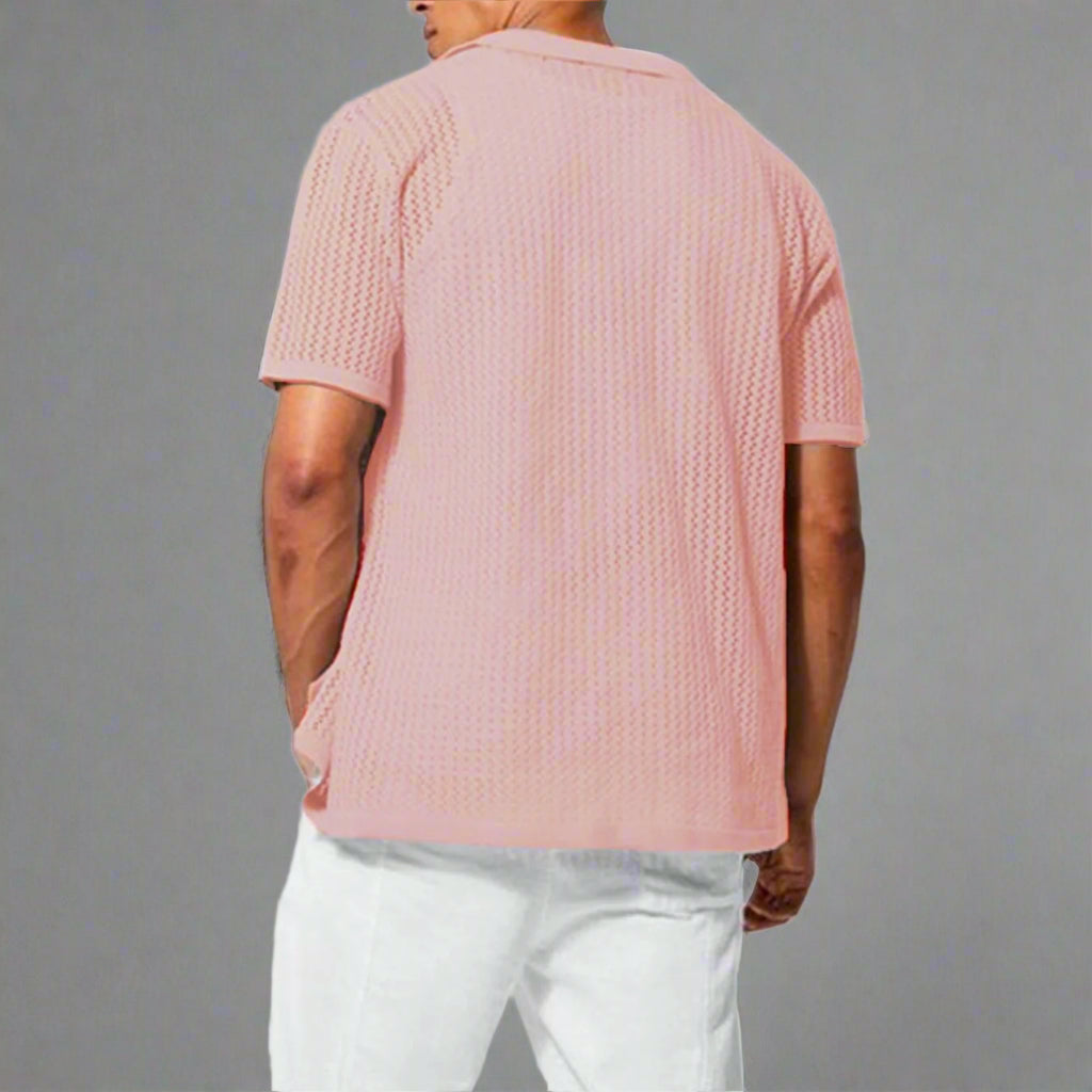 Men's Open Knit Camp Shirt | Textured Summer Style