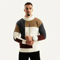 Men's Patchwork Knit Sweater | Ribbed Hem & Long Sleeves