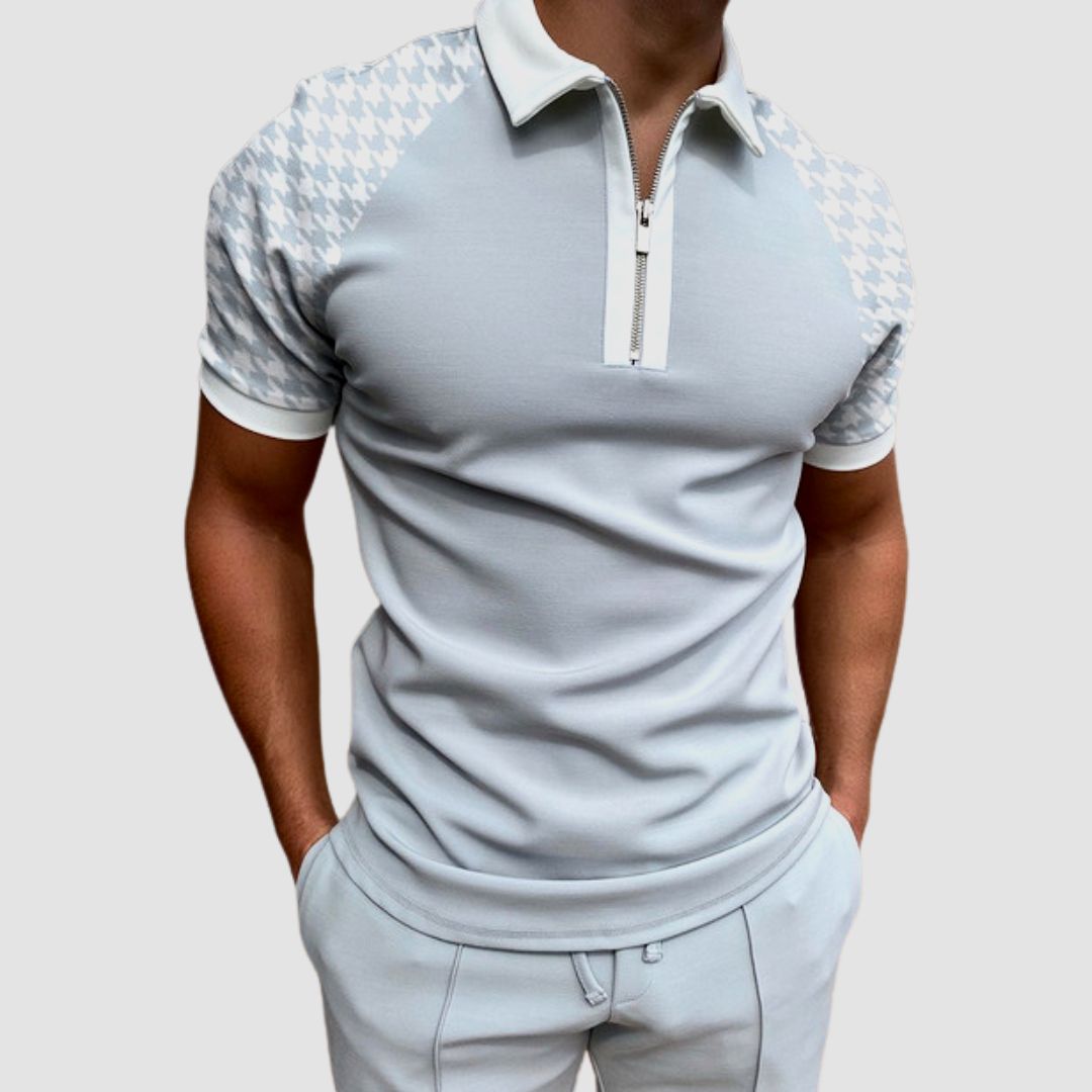 Men's Smart Casual Blend Polo Shirt | Zip Placket & Prints