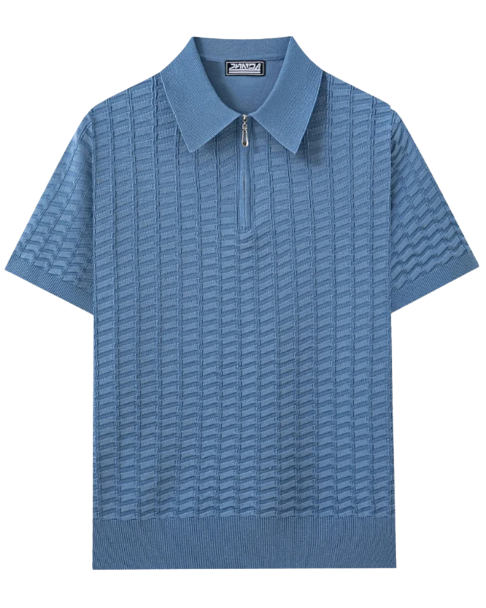 Men's Smart-Casual Viscose Knit Polo Shirt | Zip Neck & Ribbed Hem