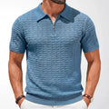 Men's Smart-Casual Viscose Knit Polo Shirt | Zip Neck & Ribbed Hem