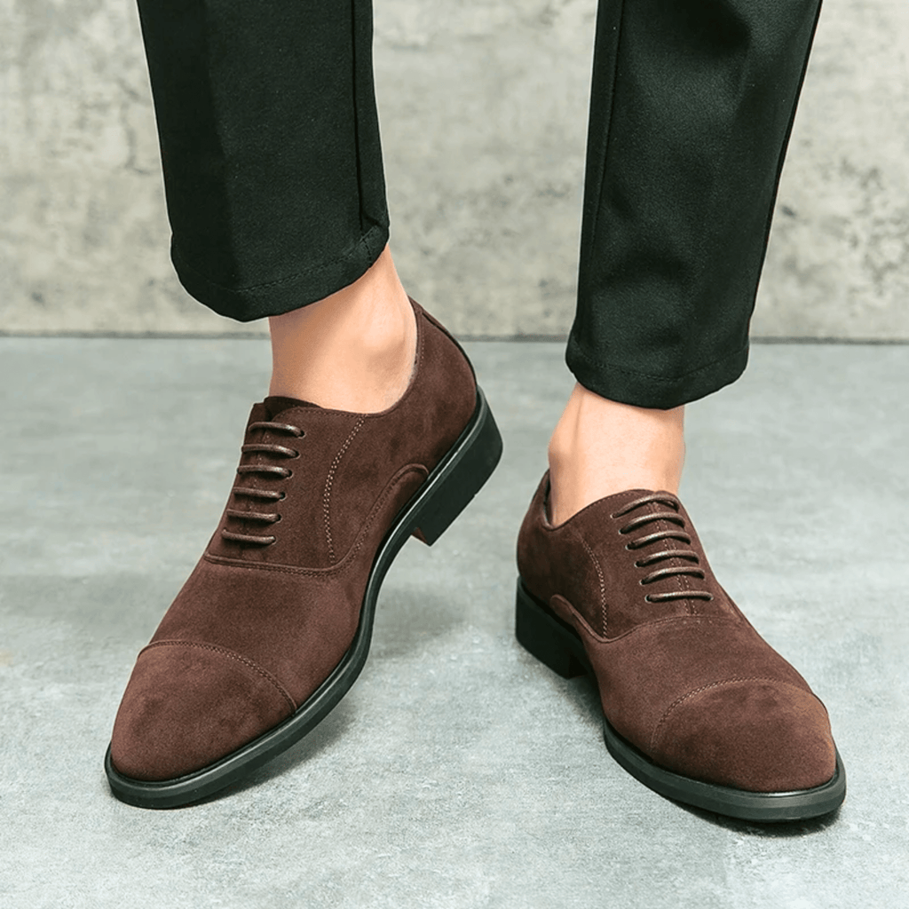 Men's Suede Loafers | Lace-Up Front & Cap-Toe Stitching