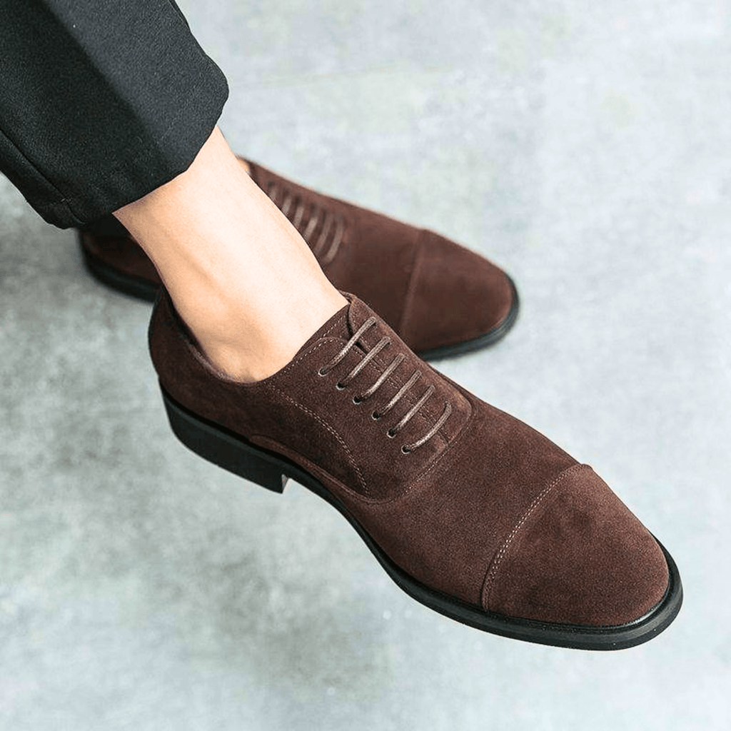 Men's Suede Loafers | Lace-Up Front & Cap-Toe Stitching