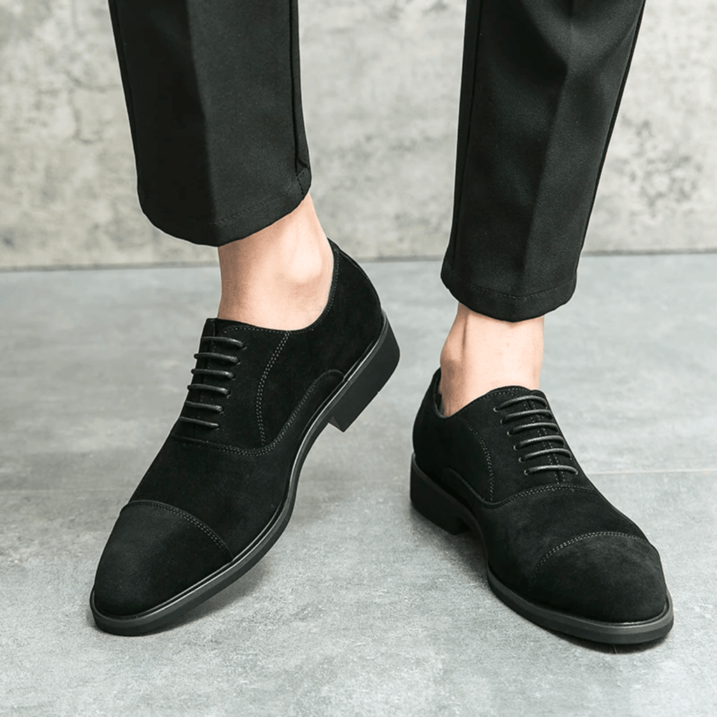 Men's Suede Loafers | Lace-Up Front & Cap-Toe Stitching