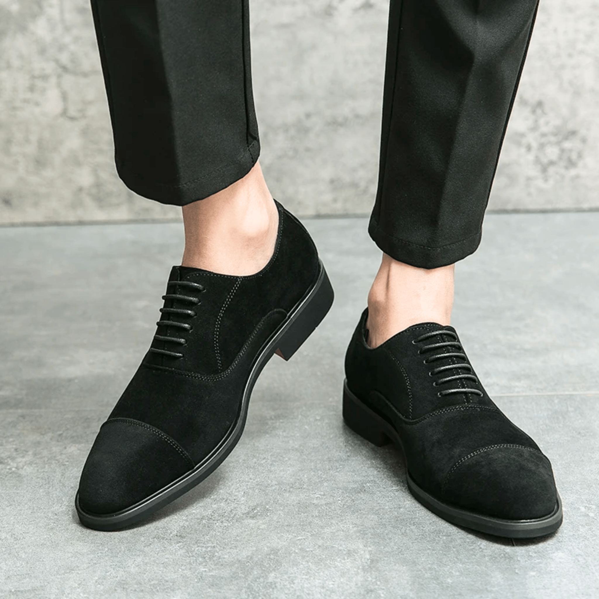 Men's Suede Loafers | Lace-Up Front & Cap-Toe Stitching