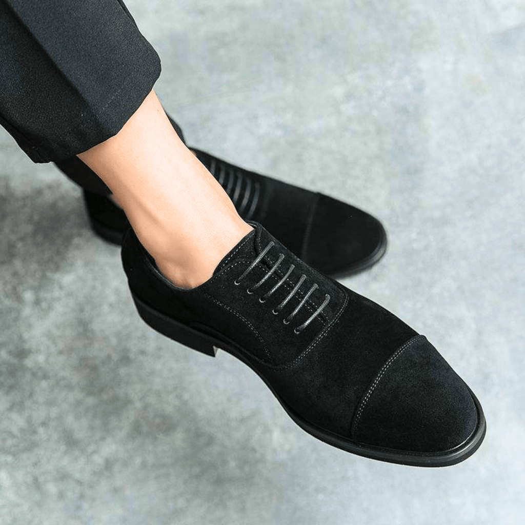 Men's Suede Loafers | Lace-Up Front & Cap-Toe Stitching