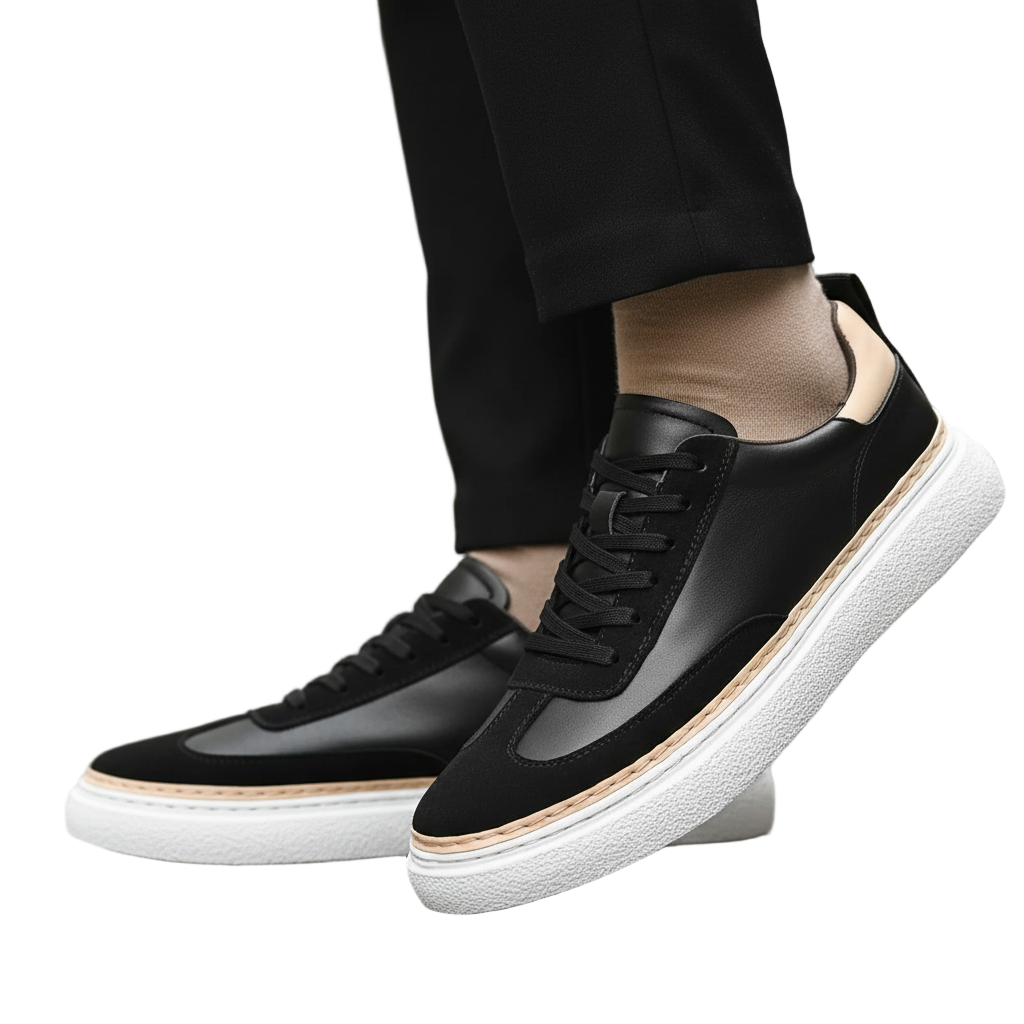 Theo | Men's Black Low-Top Leather Skate Shoes