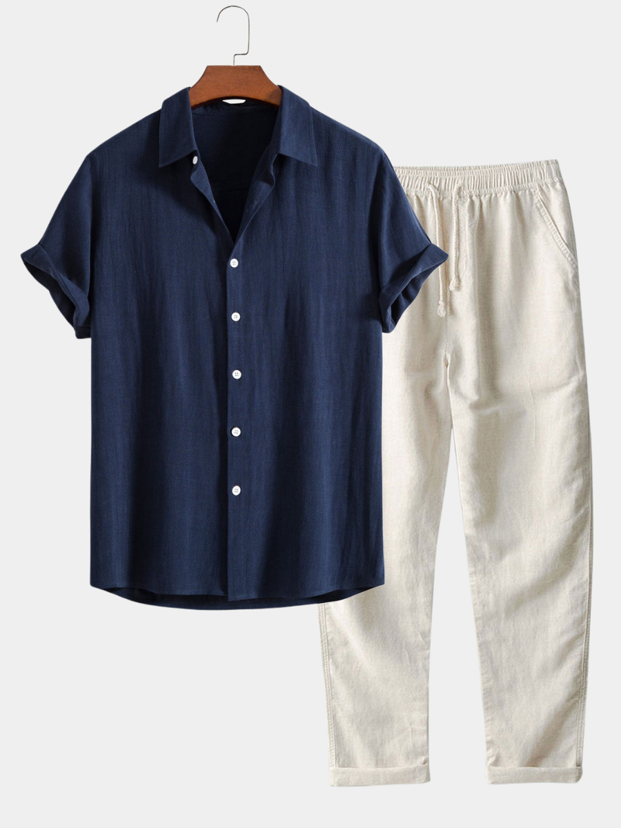 Men's Two-Piece Blend Tracksuit | Stand Collar & Drawstring Pants