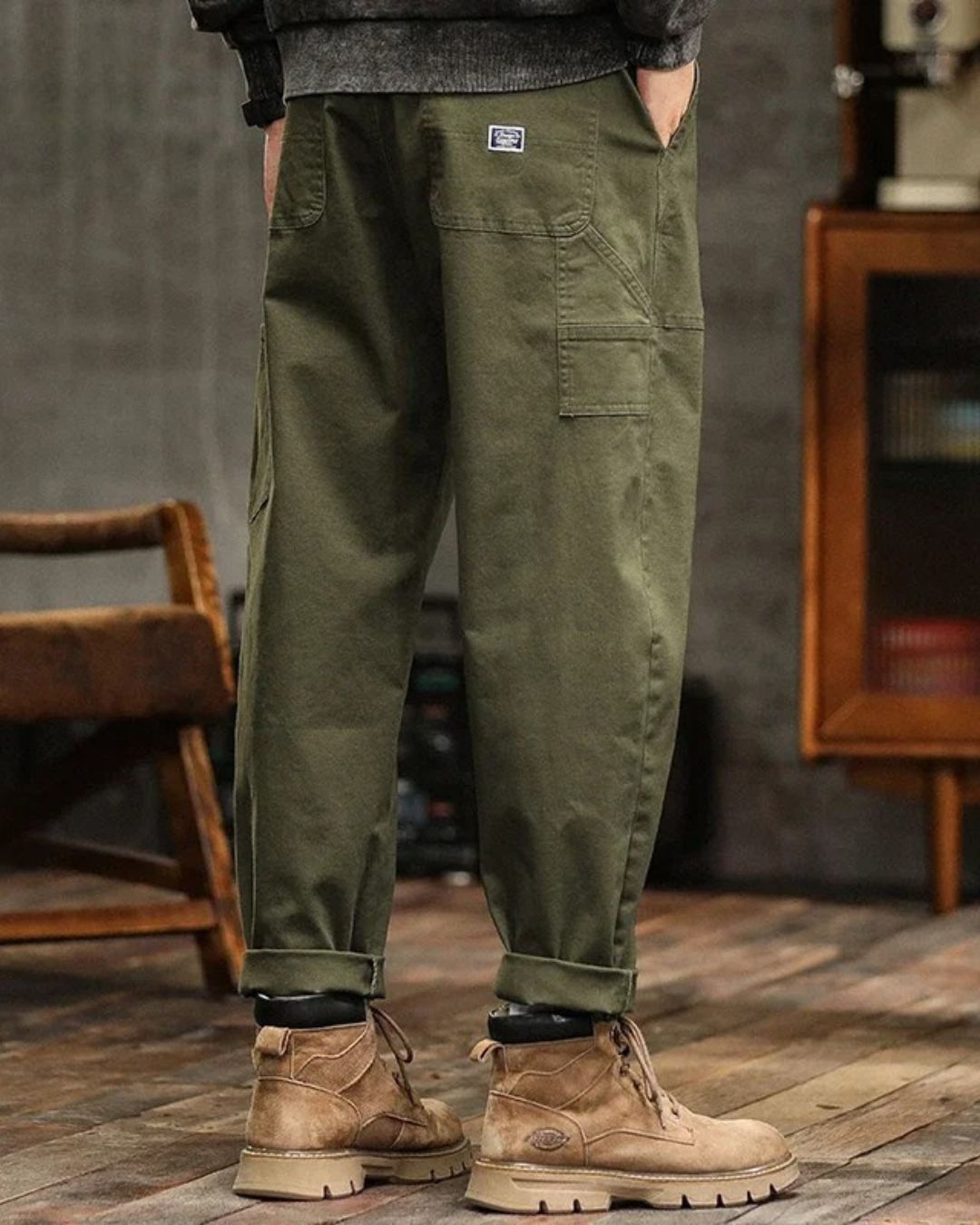Men's Utility Cargo Pants | Flap Pockets & Pleated Waist