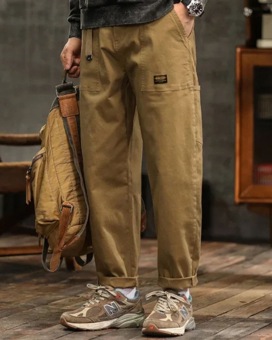 Men's Utility Cargo Pants | Flap Pockets & Pleated Waist