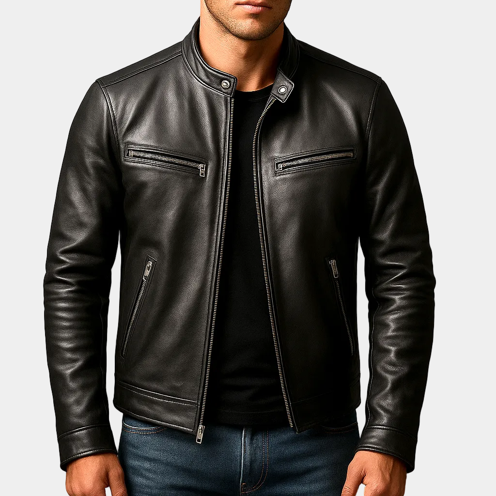Men's Vintage Jacket | Stand Collar & Zip Pockets