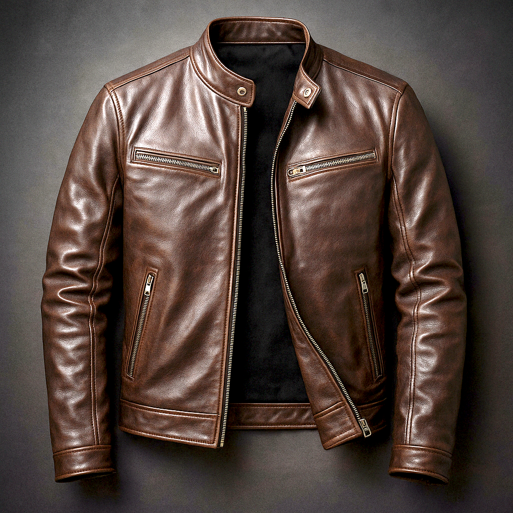 Men's Vintage Jacket | Stand Collar & Zip Pockets