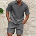 Men's Waffle Knit Polo and Shorts Set | Relaxed Summer Co-Ord