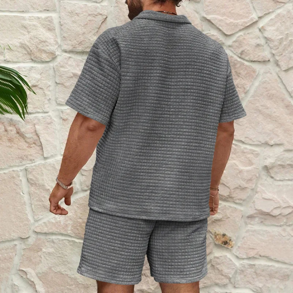 Men's Waffle Knit Polo and Shorts Set | Relaxed Summer Co-Ord